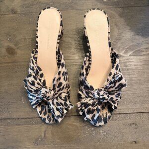 Loeffler Randall Animal Print Bow Accents Slides Women's Size 8 1/2